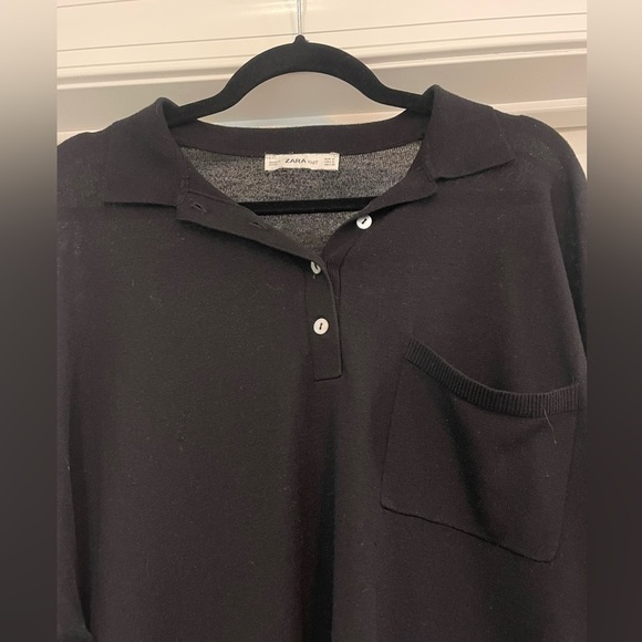 Zara Black Tunic Top Knit wool blend - Picture 2 of 4